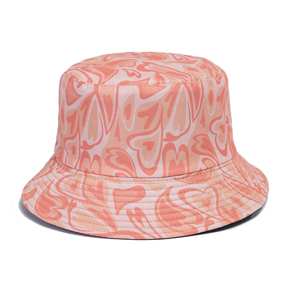 Summer Heart Print Double-Sided Sunscreen Fisherman Hat For Women