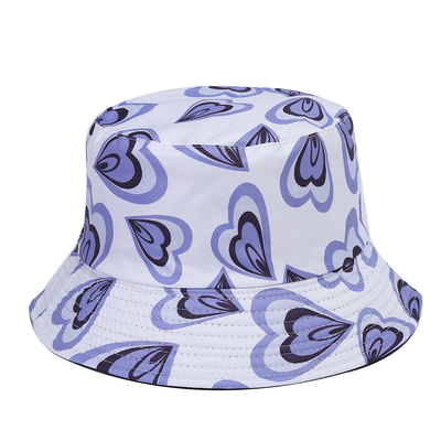 Summer Heart Print Double-Sided Sunscreen Fisherman Hat For Women