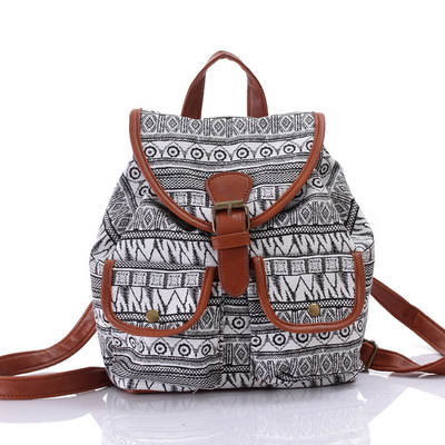 Printed Canvas Back Pack Shoulders Lady Bag